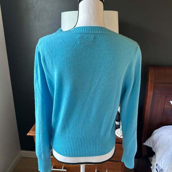 J Crew Cashmere Cropped FIt Crew Neck Sweater - Turquoise - SIze M - Picture 2 of 3